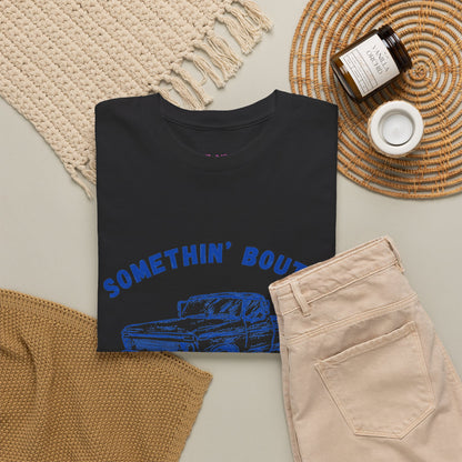 Somethin' Bout A Truck - Cobalt Distressed // Vintage Truck Graphic Unisex Heavy Cotton Tee - Perfect for Truck Lovers