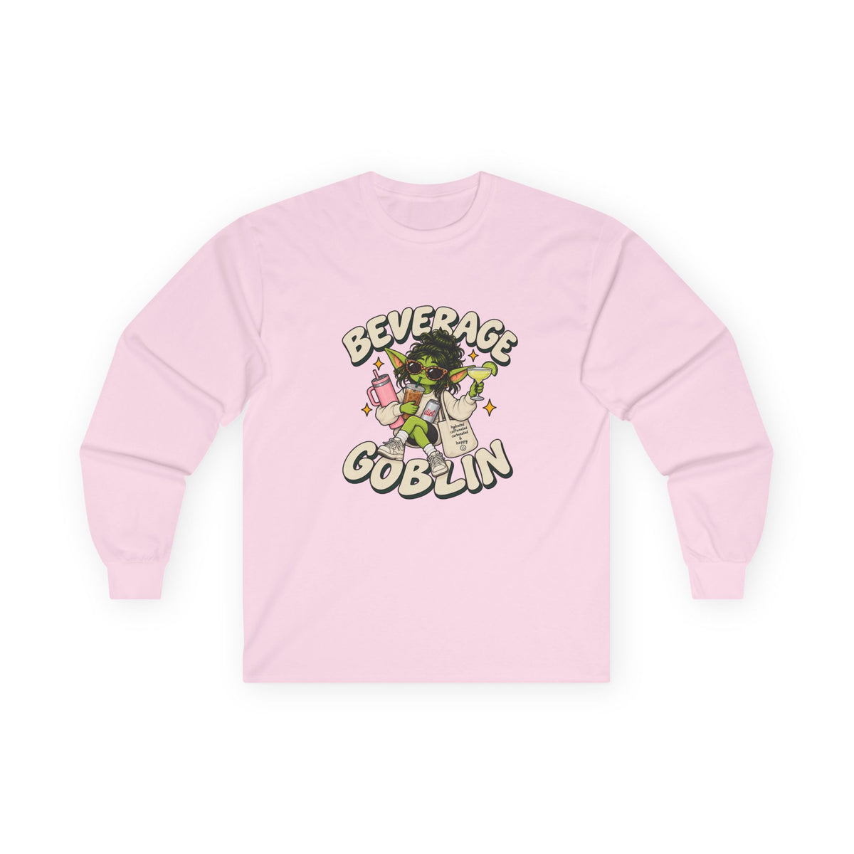 Beverage Goblin Long Sleeve T-Shirt — Cute Retro Drink Lover Tee