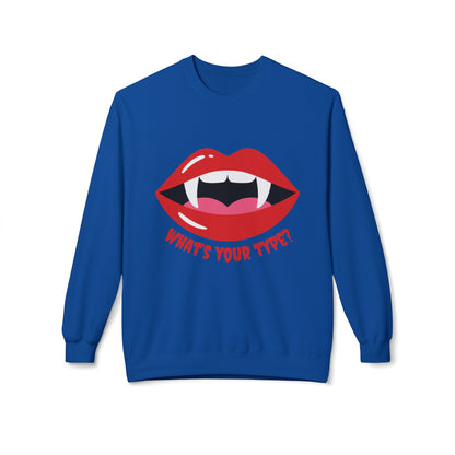 Vampire Lips Crewneck: Unisex Heavy Cotton Sweatshirt for Halloween, Party, Gift, Funny T-Shirt, Casual Wear, Trendy Fashion