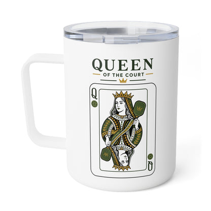 Pickleball - Queen of the Court - Vintage Playing Card -  10oz Insulated Coffee Mug