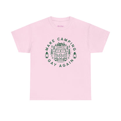 Make Camping Gay Again // Unisex Heavy Cotton Tee - Fun Outdoor Pride Shirt