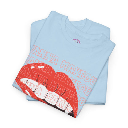 Unisex Heavy Cotton Tee - 'Wanna Makeout' Graphic Tee, Trendy Casual Wear, Perfect for Parties, Fun Couple's Tee