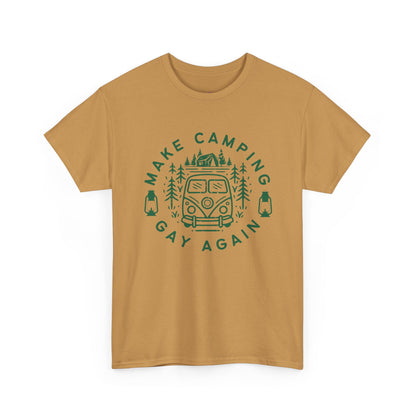 Make Camping Gay Again // Unisex Heavy Cotton Tee - Fun Outdoor Pride Shirt