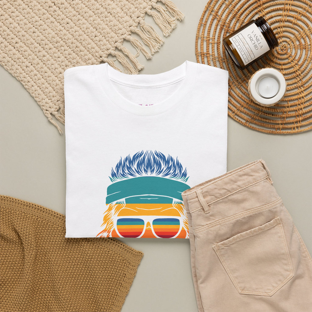 Bigfoot Mood // Retro Mood Unisex Heavy Cotton Tee - Colorful Graphic T-Shirt