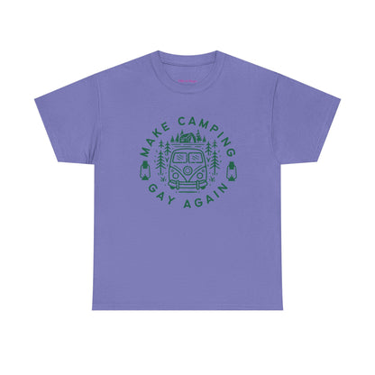 Make Camping Gay Again // Unisex Heavy Cotton Tee - Fun Outdoor Pride Shirt