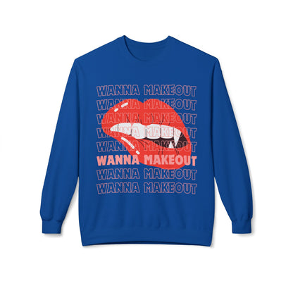 'Wanna Makeout' Graphic Crewneck  Sweatshirt - Trendy Casual Wear, Perfect for Parties, Fun Couples