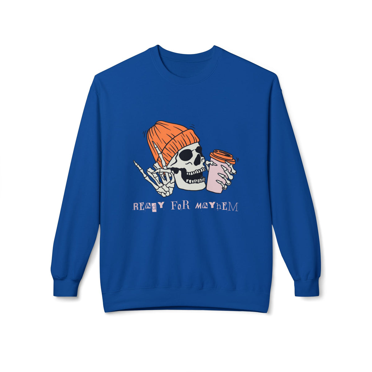 'Ready for Mayhem' Skull Coffee Tee — Casual Graphic Crewneck Swaetshirt