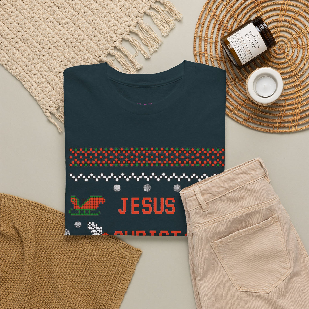 Funny Christmas Tee: "Jesus Christ Already Chill" Unisex Heavy Cotton Shirt