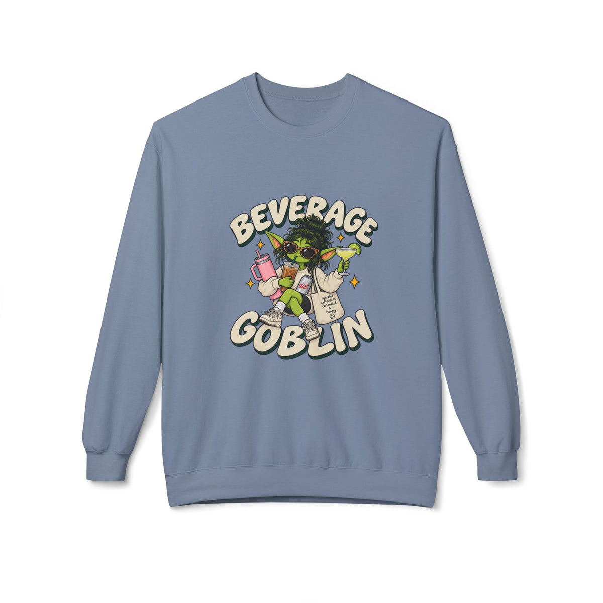 Beverage Goblin T-Shirt — Cute Retro Drink Lover Crew Neck Sweatshirt