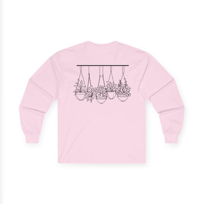 Hangin' With My Buds // Unisex Ultra Cotton Long Sleeve Tee - 'Happy Plants' Botanical Design