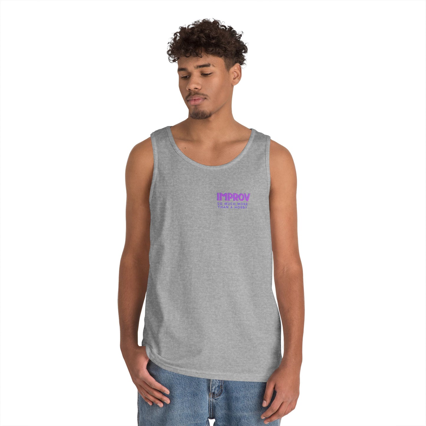 Improv, "Yes, And" Double-sided // Vibes Unisex Heavy Cotton Tank Top