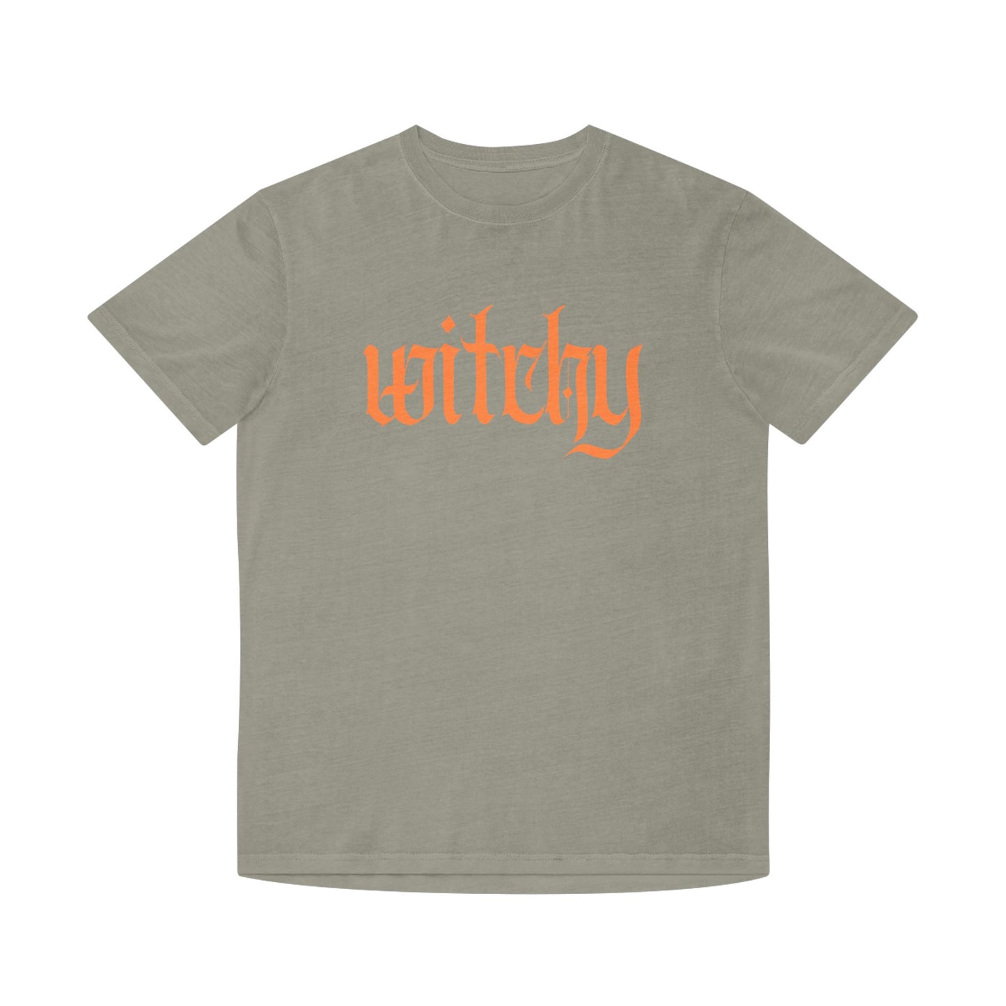 Witchy Graphic Tee — Retro Orange Text on Faded TShirt
