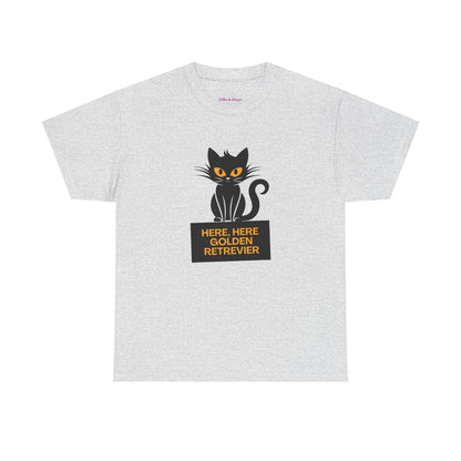 Black Cat with Sign //  Unisex Heavy Cotton Tee