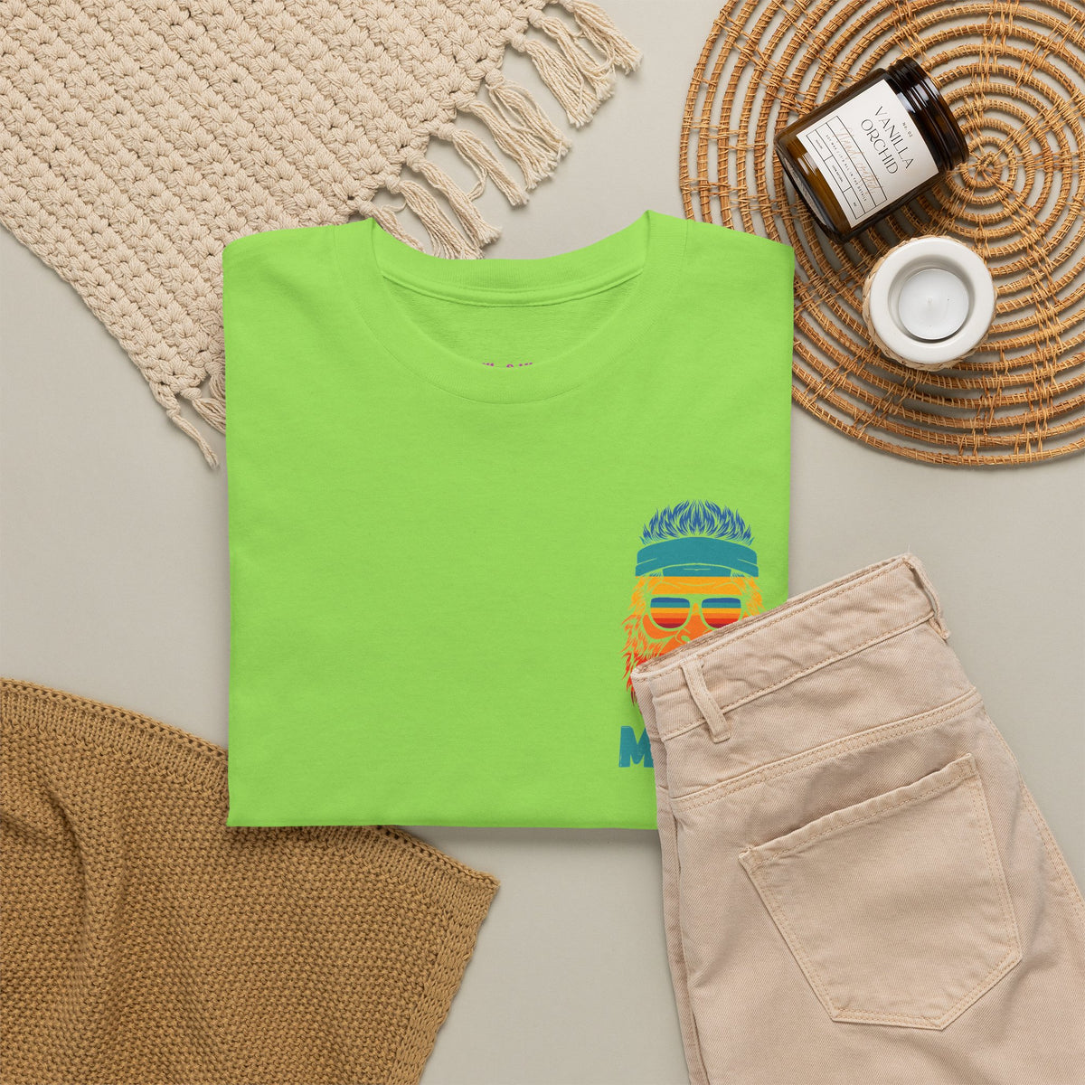 Bigfoot Mood - Pocket Placement // Retro Mood Unisex Heavy Cotton Tee - Colorful Graphic T-Shirt