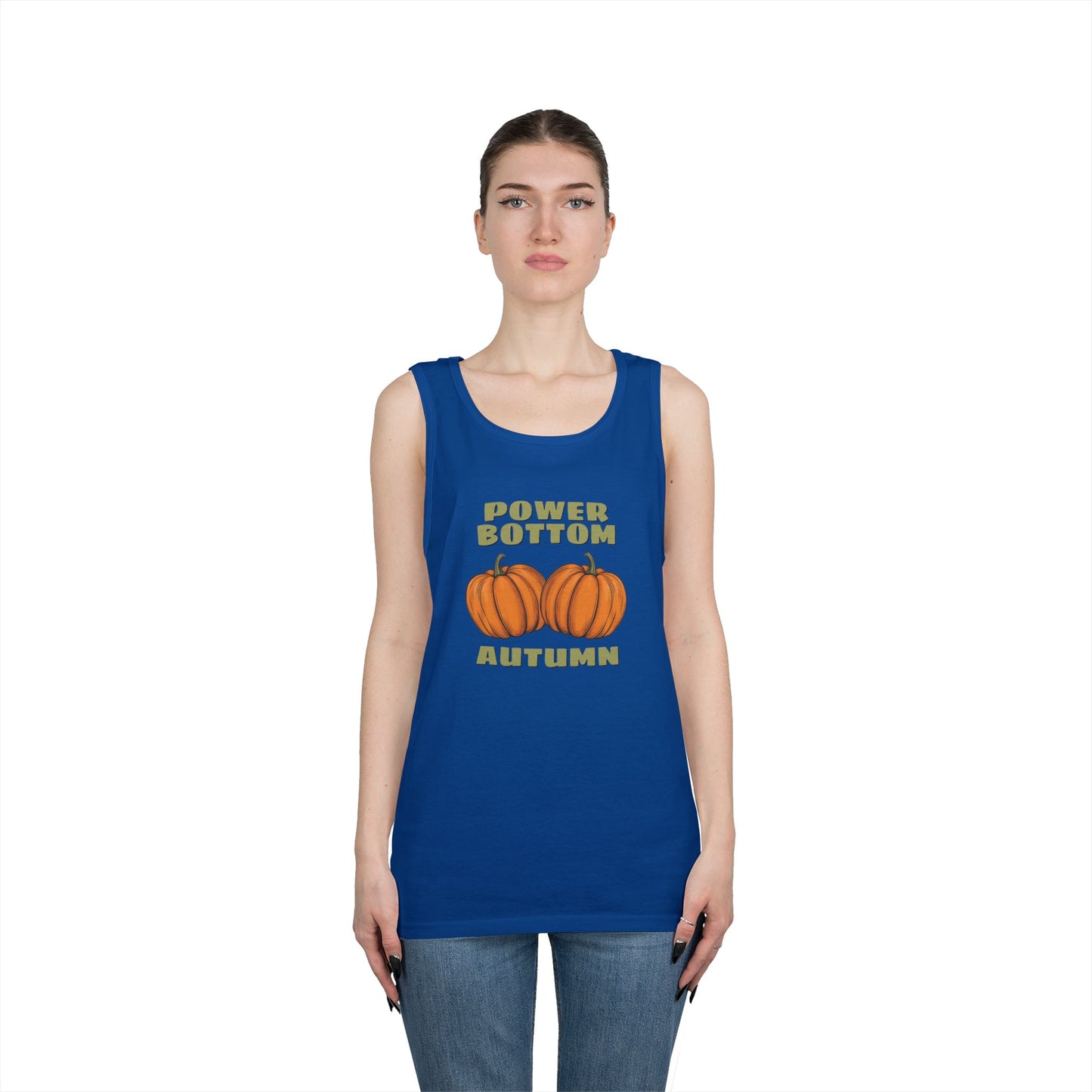 Power Bottom Autumn - Pumpkins // Unisex Heavy Cotton Tank Top - Fall Vibes