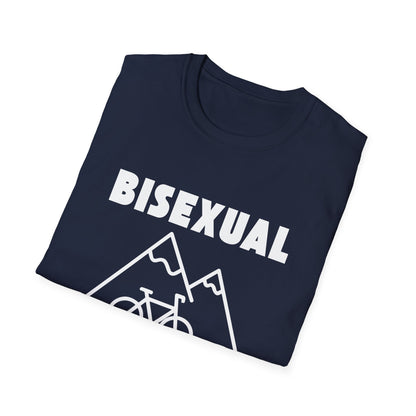 Bisexual (Mountain) Bicyclist  // Unisex Softstyle T-Shirt