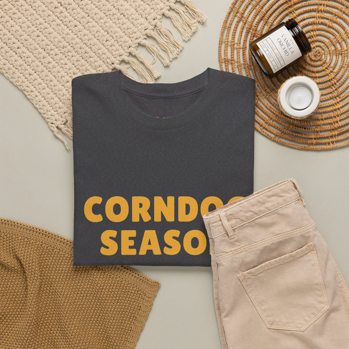 Funny Corndog Season // Unisex Heavy Cotton Tee | Perfect for Food Lovers and Festivals