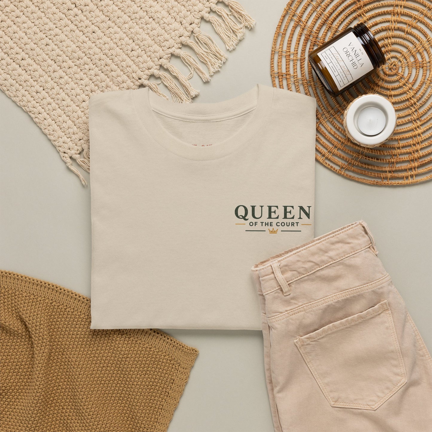 Tennis - Queen of the Court - Sleeve Print Vintage Playing Card Graphic T-Shirt