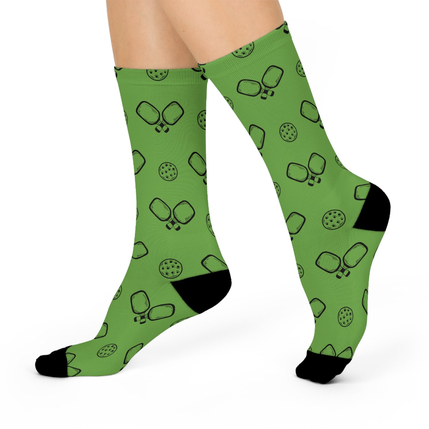 Lime Green Pickleball Cushioned Crew Socks