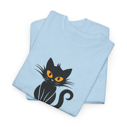 Black Cat with Sign //  Unisex Heavy Cotton Tee