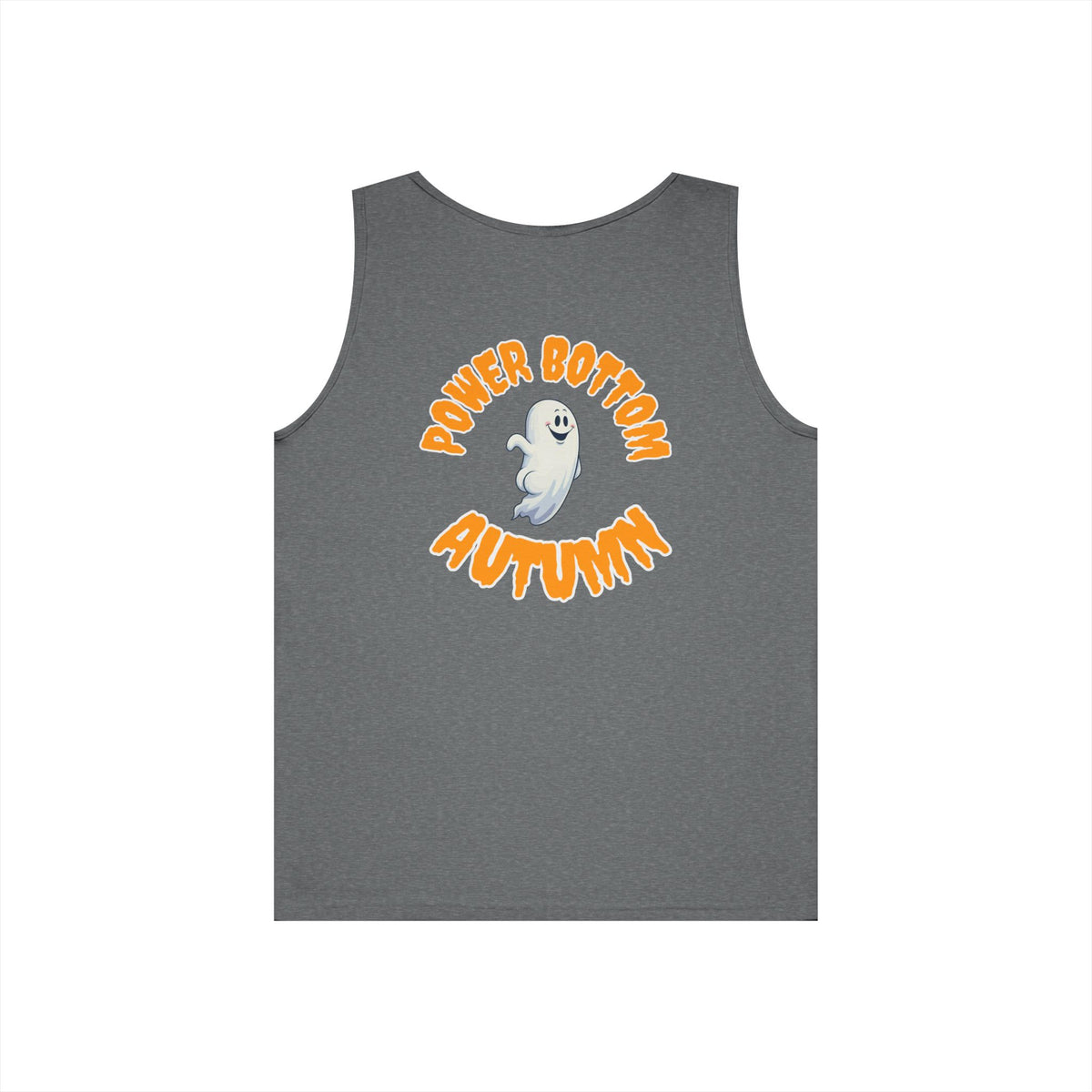 Power Bottom Autumn - White Ghost // Unisex Heavy Cotton Ghost Theme Tank Top - Fall Vibes