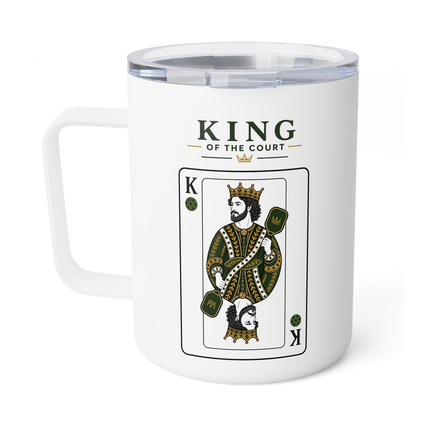 Pickleball - King of the Court - Vintage Playing Card -  10oz Insulated Coffee Mug