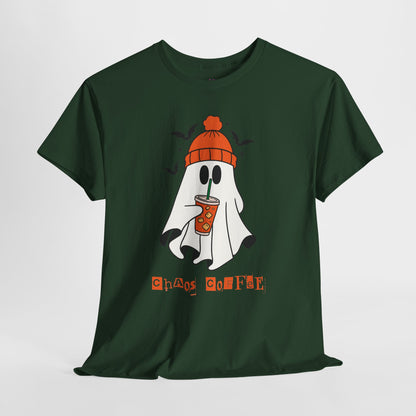 Ghostly Chill Unisex Heavy Cotton Tee, Halloween Shirt, Casual Wear, Fall Fashion, Cute Ghost Tee, Spooky Vibes
