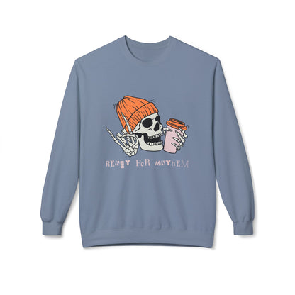 'Ready for Mayhem' Skull Coffee Tee — Casual Graphic Crewneck Swaetshirt