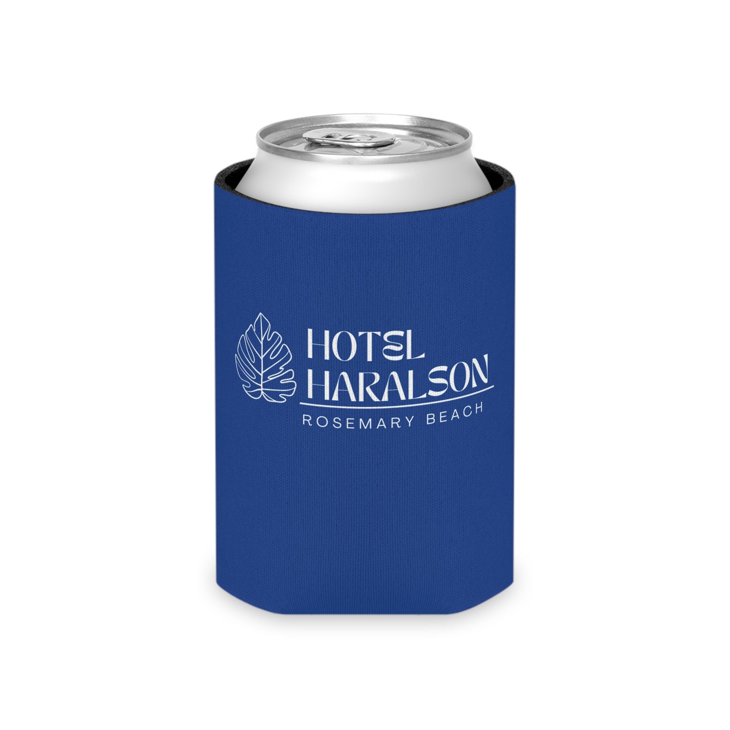 Custom - Personalized Hotel Haralson Can Cooler // Blue w/ White - Ideal for Beach Parties & Celebrations