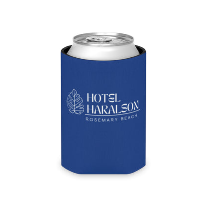 Custom - Personalized Hotel Haralson Can Cooler // Blue w/ White - Ideal for Beach Parties & Celebrations