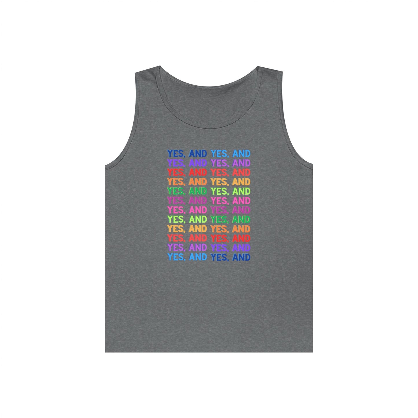 Improv, "Yes, And" // Positive Vibes Unisex Cotton Tank Top - Colorful 'YES' Design