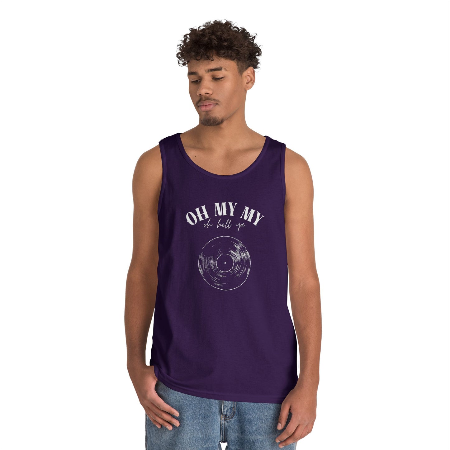 Oh My My Cool Vinyl Record // Unisex Heavy Cotton Tank Top - Graphic Tee