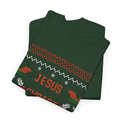 Funny Christmas Tee: "Jesus Christ Already Chill" Unisex Heavy Cotton Shirt