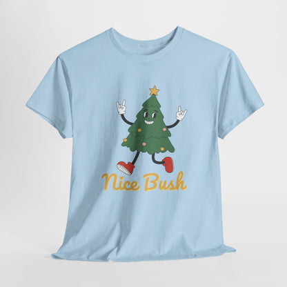 Funny Christmas Tree Tee - 'Nice Bush' Unisex Heavy Cotton T-Shirt