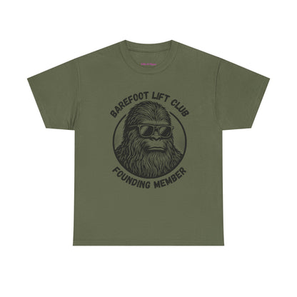 Bigfoot Founding Member of the Barefoot Lift Club // Unisex Heavy Cotton Tee - Founding Member Sasquatch Design