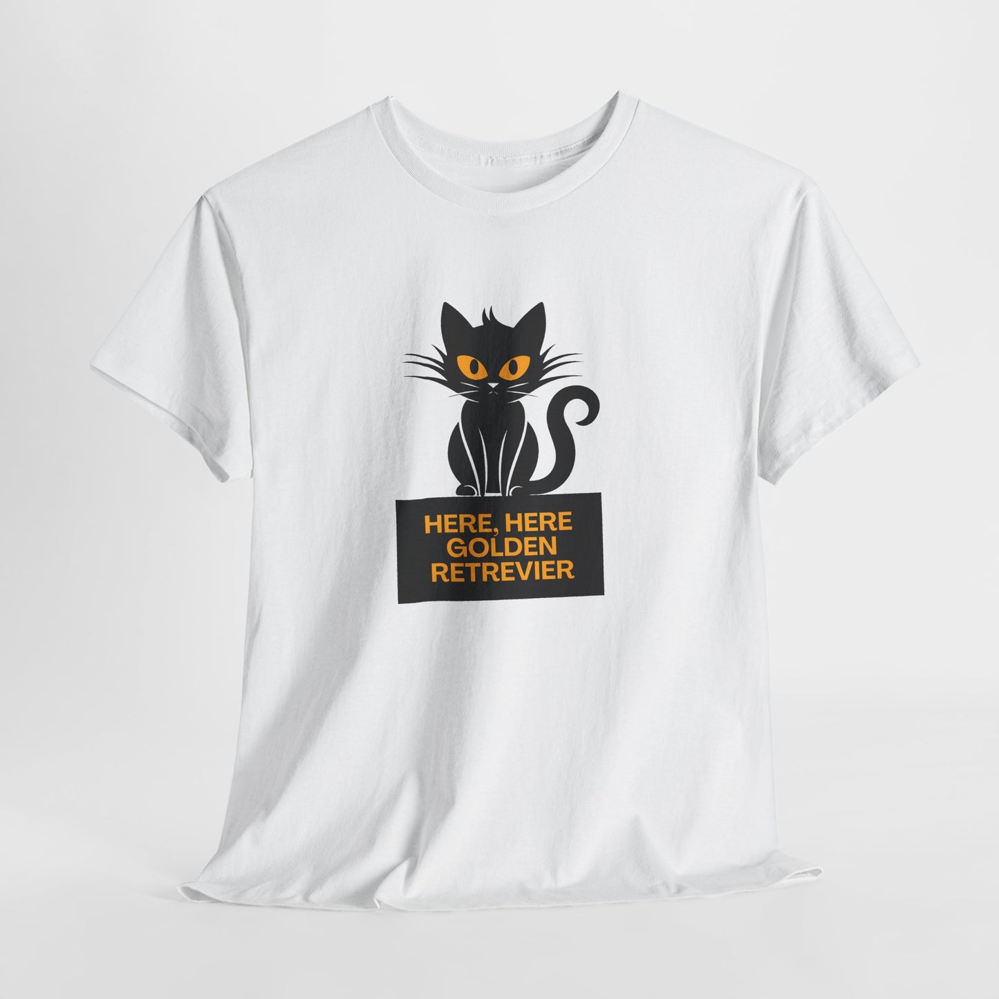 Black Cat with Sign //  Unisex Heavy Cotton Tee