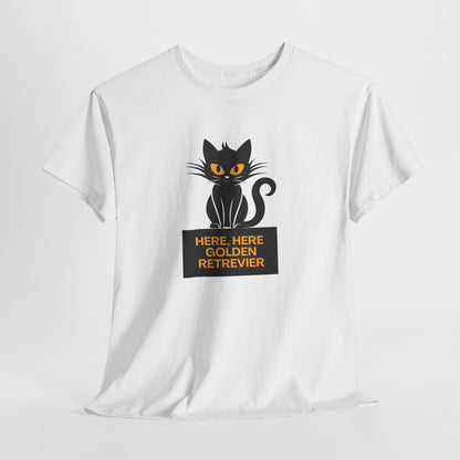Black Cat with Sign //  Unisex Heavy Cotton Tee