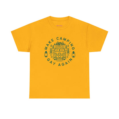Make Camping Gay Again // Unisex Heavy Cotton Tee - Fun Outdoor Pride Shirt