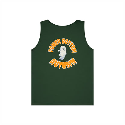 Power Bottom Autumn - White Ghost // Unisex Heavy Cotton Ghost Theme Tank Top - Fall Vibes