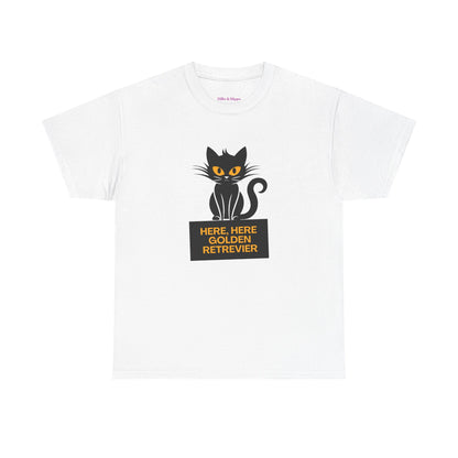 Black Cat with Sign //  Unisex Heavy Cotton Tee