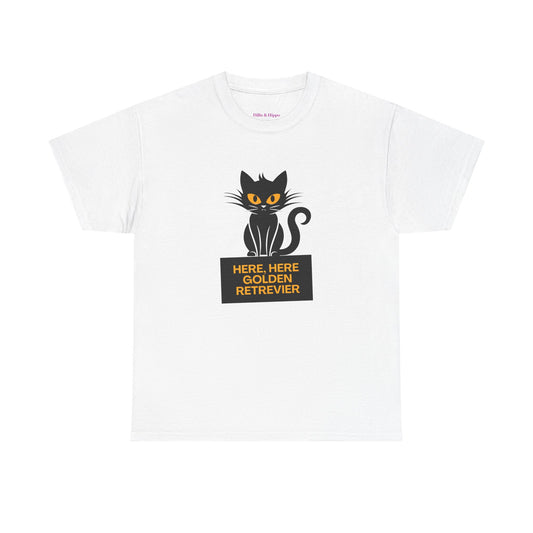 Black Cat with Sign //  Unisex Heavy Cotton Tee