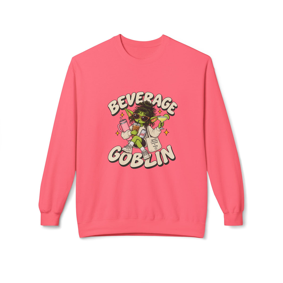 Beverage Goblin T-Shirt — Cute Retro Drink Lover Crew Neck Sweatshirt