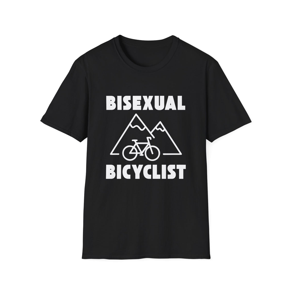 Bisexual (Mountain) Bicyclist  // Unisex Softstyle T-Shirt