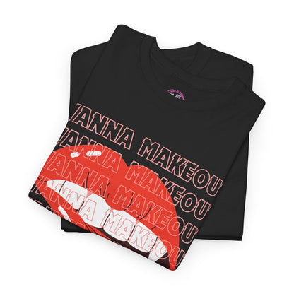 Unisex Heavy Cotton Tee - 'Wanna Makeout' Graphic Tee, Trendy Casual Wear, Perfect for Parties, Fun Couple's Tee