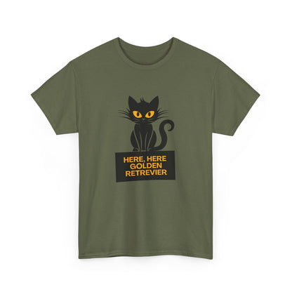 Black Cat with Sign //  Unisex Heavy Cotton Tee