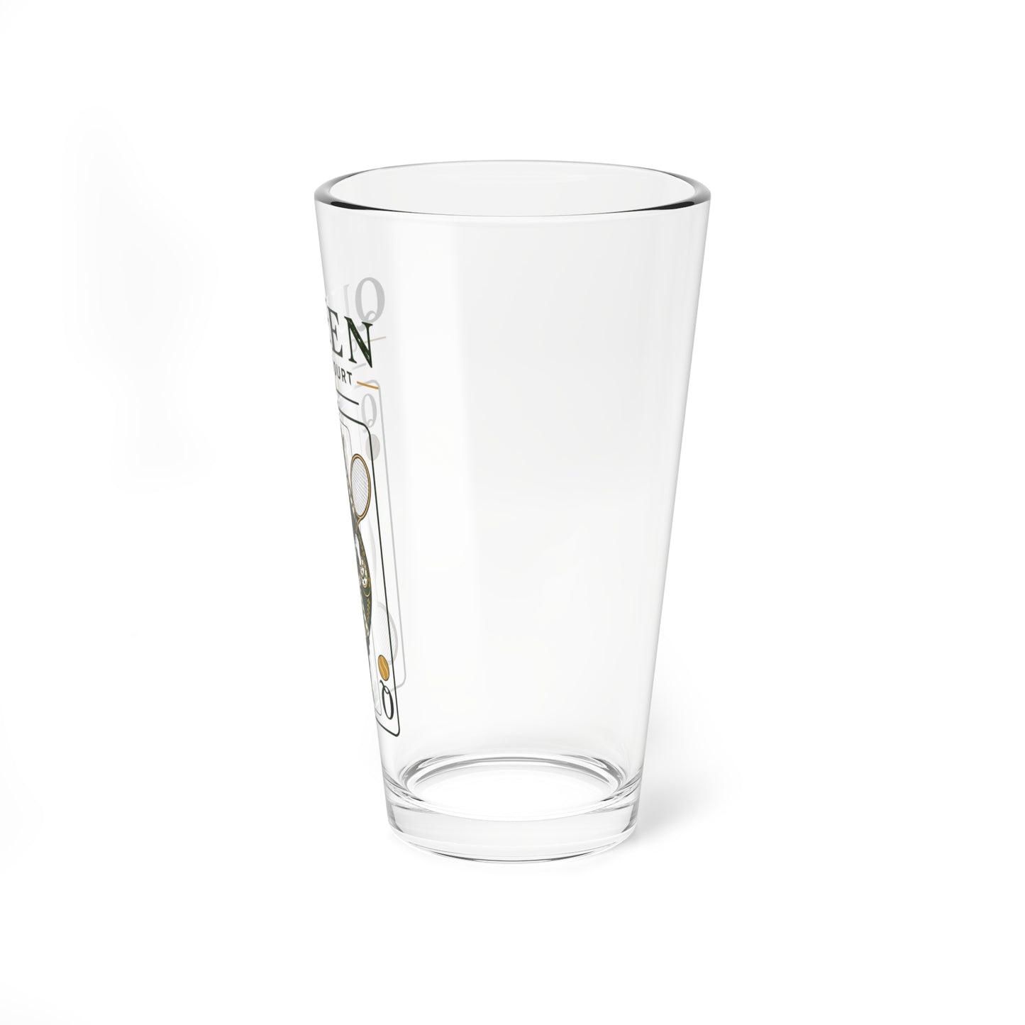 Tennis- Queen of the Court - Vintage Playing Card  - 16oz Mixing Glass – Cocktail Shaker Glass or Beer Pint Glass