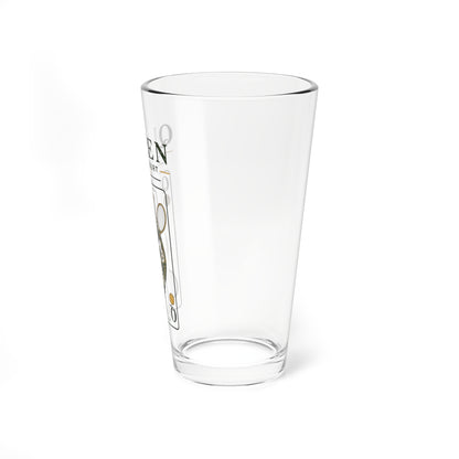 Tennis- Queen of the Court - Vintage Playing Card  - 16oz Mixing Glass – Cocktail Shaker Glass or Beer Pint Glass