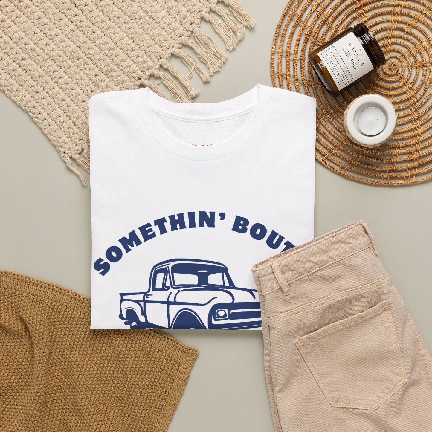 Somethin' Bout a Truck - Navy Pickup // Unisex Heavy Cotton Tee - Perfect for Truck Lovers