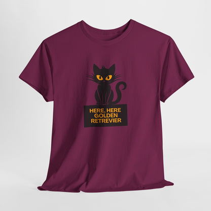 Black Cat with Sign //  Unisex Heavy Cotton Tee