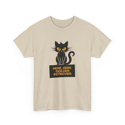 Black Cat with Sign //  Unisex Heavy Cotton Tee